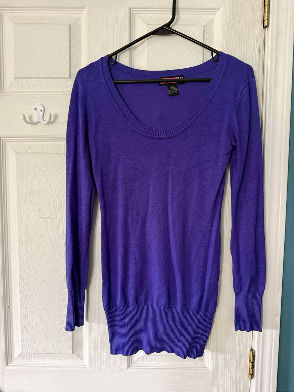 Say What? Vibrant Purple Scoop Neck Long Sleeve Sweater